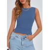 imagePRETTYGARDEN Womens Ribbed Y2K Summer Tank Top Ruched Sleeveless Fitted Crop Tops Split Hem Trendy Party Going Out ShirtBlue