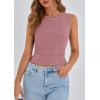 imagePRETTYGARDEN Womens Ribbed Y2K Summer Tank Top Ruched Sleeveless Fitted Crop Tops Split Hem Trendy Party Going Out ShirtGrey Pink