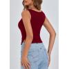 imagePRETTYGARDEN Womens Ribbed Y2K Summer Tank Top Ruched Sleeveless Fitted Crop Tops Split Hem Trendy Party Going Out ShirtWine Red