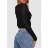 imagePRETTYGARDEN Womens Long Sleeve Sheer Crop Tops Boat Neck See Through Cover Up with Spaghetti Strap Camisole 2 Piece BlousesBlack