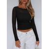 imagePRETTYGARDEN Womens Long Sleeve Sheer Crop Tops Boat Neck See Through Cover Up with Spaghetti Strap Camisole 2 Piece BlousesBlack