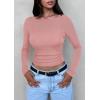 imagePRETTYGARDEN Womens Long Sleeve Sheer Crop Tops Boat Neck See Through Cover Up with Spaghetti Strap Camisole 2 Piece BlousesDusty Pink
