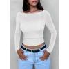 imagePRETTYGARDEN Womens Long Sleeve Sheer Crop Tops Boat Neck See Through Cover Up with Spaghetti Strap Camisole 2 Piece BlousesWhite