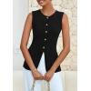 imagePRETTYGARDEN Womens Sleeveless Blazer Vest Summer 2025 Trendy Button Down Business Suit Vest Tops Outerwear WaistcoatBlack