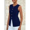 imagePRETTYGARDEN Womens Sleeveless Blazer Vest Summer 2025 Trendy Button Down Business Suit Vest Tops Outerwear WaistcoatNavy