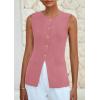 imagePRETTYGARDEN Womens Sleeveless Blazer Vest Summer 2025 Trendy Button Down Business Suit Vest Tops Outerwear WaistcoatPink