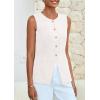 imagePRETTYGARDEN Womens Sleeveless Blazer Vest Summer 2025 Trendy Button Down Business Suit Vest Tops Outerwear WaistcoatWhite
