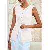 imagePRETTYGARDEN Womens Sleeveless Blazer Vest Summer 2025 Trendy Button Down Business Suit Vest Tops Outerwear WaistcoatWhite