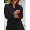 imagePRETTYGARDEN Womens Spring 2025 Long Puff Sleeve Mini Dress Hollow Out Lace V Neck A Line Ruffle Casual Party DressesBlack