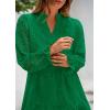 imagePRETTYGARDEN Womens Spring 2025 Long Puff Sleeve Mini Dress Hollow Out Lace V Neck A Line Ruffle Casual Party DressesDark Green