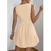 imagePRETTYGARDEN Summer Dresses for Women 2025 Casual Sleeveless Tank Mini Short Dress Crew Neck Bubble Sundress with PocketsApricot