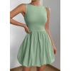 imagePRETTYGARDEN Summer Dresses for Women 2025 Casual Sleeveless Tank Mini Short Dress Crew Neck Bubble Sundress with PocketsGreen