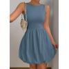 imagePRETTYGARDEN Summer Dresses for Women 2025 Casual Sleeveless Tank Mini Short Dress Crew Neck Bubble Sundress with PocketsGrey Blue