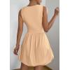 imagePRETTYGARDEN Summer Dresses for Women 2025 Casual Sleeveless Tank Mini Short Dress Crew Neck Bubble Sundress with PocketsKhaki