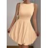 imagePRETTYGARDEN Summer Dresses for Women 2025 Casual Sleeveless Tank Mini Short Dress Crew Neck Bubble Sundress with PocketsKhaki