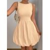 imagePRETTYGARDEN Summer Dresses for Women 2025 Casual Sleeveless Tank Mini Short Dress Crew Neck Bubble Sundress with PocketsKhaki
