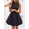 imagePRETTYGARDEN Summer Dresses for Women 2025 Casual Sleeveless Tank Mini Short Dress Crew Neck Bubble Sundress with PocketsNavy