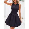 imagePRETTYGARDEN Summer Dresses for Women 2025 Casual Sleeveless Tank Mini Short Dress Crew Neck Bubble Sundress with PocketsNavy