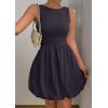imagePRETTYGARDEN Summer Dresses for Women 2025 Casual Sleeveless Tank Mini Short Dress Crew Neck Bubble Sundress with PocketsNavy