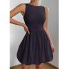 imagePRETTYGARDEN Summer Dresses for Women 2025 Casual Sleeveless Tank Mini Short Dress Crew Neck Bubble Sundress with PocketsNavy