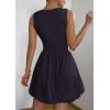 imagePRETTYGARDEN Summer Dresses for Women 2025 Casual Sleeveless Tank Mini Short Dress Crew Neck Bubble Sundress with PocketsNavy