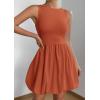 imagePRETTYGARDEN Summer Dresses for Women 2025 Casual Sleeveless Tank Mini Short Dress Crew Neck Bubble Sundress with PocketsOrange