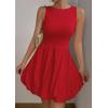 imagePRETTYGARDEN Summer Dresses for Women 2025 Casual Sleeveless Tank Mini Short Dress Crew Neck Bubble Sundress with PocketsRed