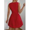 imagePRETTYGARDEN Summer Dresses for Women 2025 Casual Sleeveless Tank Mini Short Dress Crew Neck Bubble Sundress with PocketsRed