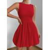 imagePRETTYGARDEN Summer Dresses for Women 2025 Casual Sleeveless Tank Mini Short Dress Crew Neck Bubble Sundress with PocketsRed