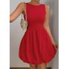 imagePRETTYGARDEN Summer Dresses for Women 2025 Casual Sleeveless Tank Mini Short Dress Crew Neck Bubble Sundress with PocketsRed