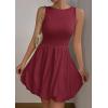 imagePRETTYGARDEN Summer Dresses for Women 2025 Casual Sleeveless Tank Mini Short Dress Crew Neck Bubble Sundress with PocketsWine Red