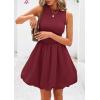imagePRETTYGARDEN Summer Dresses for Women 2025 Casual Sleeveless Tank Mini Short Dress Crew Neck Bubble Sundress with PocketsWine Red