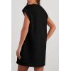 imagePRETTYGARDEN Womens Summer Short T Shirt Dress Cap Sleeve Crew Neck Casual Loose Basic Mini DressesBlack