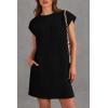 imagePRETTYGARDEN Womens Summer Short T Shirt Dress Cap Sleeve Crew Neck Casual Loose Basic Mini DressesBlack