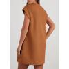 imagePRETTYGARDEN Womens Summer Short T Shirt Dress Cap Sleeve Crew Neck Casual Loose Basic Mini DressesBrown Yellow