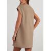 imagePRETTYGARDEN Womens Summer Short T Shirt Dress Cap Sleeve Crew Neck Casual Loose Basic Mini DressesCamel