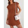 imagePRETTYGARDEN Womens Summer Short T Shirt Dress Cap Sleeve Crew Neck Casual Loose Basic Mini DressesCaramel