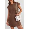 imagePRETTYGARDEN Womens Summer Short T Shirt Dress Cap Sleeve Crew Neck Casual Loose Basic Mini DressesCoffee