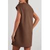 imagePRETTYGARDEN Womens Summer Short T Shirt Dress Cap Sleeve Crew Neck Casual Loose Basic Mini DressesCoffee