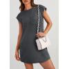 imagePRETTYGARDEN Womens Summer Short T Shirt Dress Cap Sleeve Crew Neck Casual Loose Basic Mini DressesDark Grey