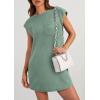 imagePRETTYGARDEN Womens Summer Short T Shirt Dress Cap Sleeve Crew Neck Casual Loose Basic Mini DressesGrey Green