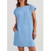 imagePRETTYGARDEN Womens Summer Short T Shirt Dress Cap Sleeve Crew Neck Casual Loose Basic Mini DressesLight Blue