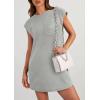 imagePRETTYGARDEN Womens Summer Short T Shirt Dress Cap Sleeve Crew Neck Casual Loose Basic Mini DressesLight Grey
