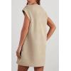 imagePRETTYGARDEN Womens Summer Short T Shirt Dress Cap Sleeve Crew Neck Casual Loose Basic Mini DressesLight Khaki