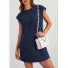 imagePRETTYGARDEN Womens Summer Short T Shirt Dress Cap Sleeve Crew Neck Casual Loose Basic Mini DressesNavy