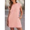 imagePRETTYGARDEN Womens Summer Short T Shirt Dress Cap Sleeve Crew Neck Casual Loose Basic Mini DressesPink