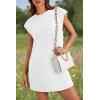imagePRETTYGARDEN Womens Summer Short T Shirt Dress Cap Sleeve Crew Neck Casual Loose Basic Mini DressesWhite