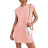 imagePRETTYGARDEN Womens Summer Short T Shirt Dress Cap Sleeve Crew Neck Casual Loose Basic Mini DressesPink