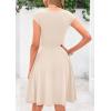 imagePRETTYGARDEN Womens Short Summer Dress 2025 Crewneck Cap Sleeve Ribbed Knit Casual Flowy A Line Mini Sundresses with PocketsApricot Pink