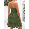 imagePRETTYGARDEN Womens Summer Dress 2025 Tube Top Mini Dresses Short Strapless Ruffle Tiered Wedding Guest Beach Mesh SundressArmy Green